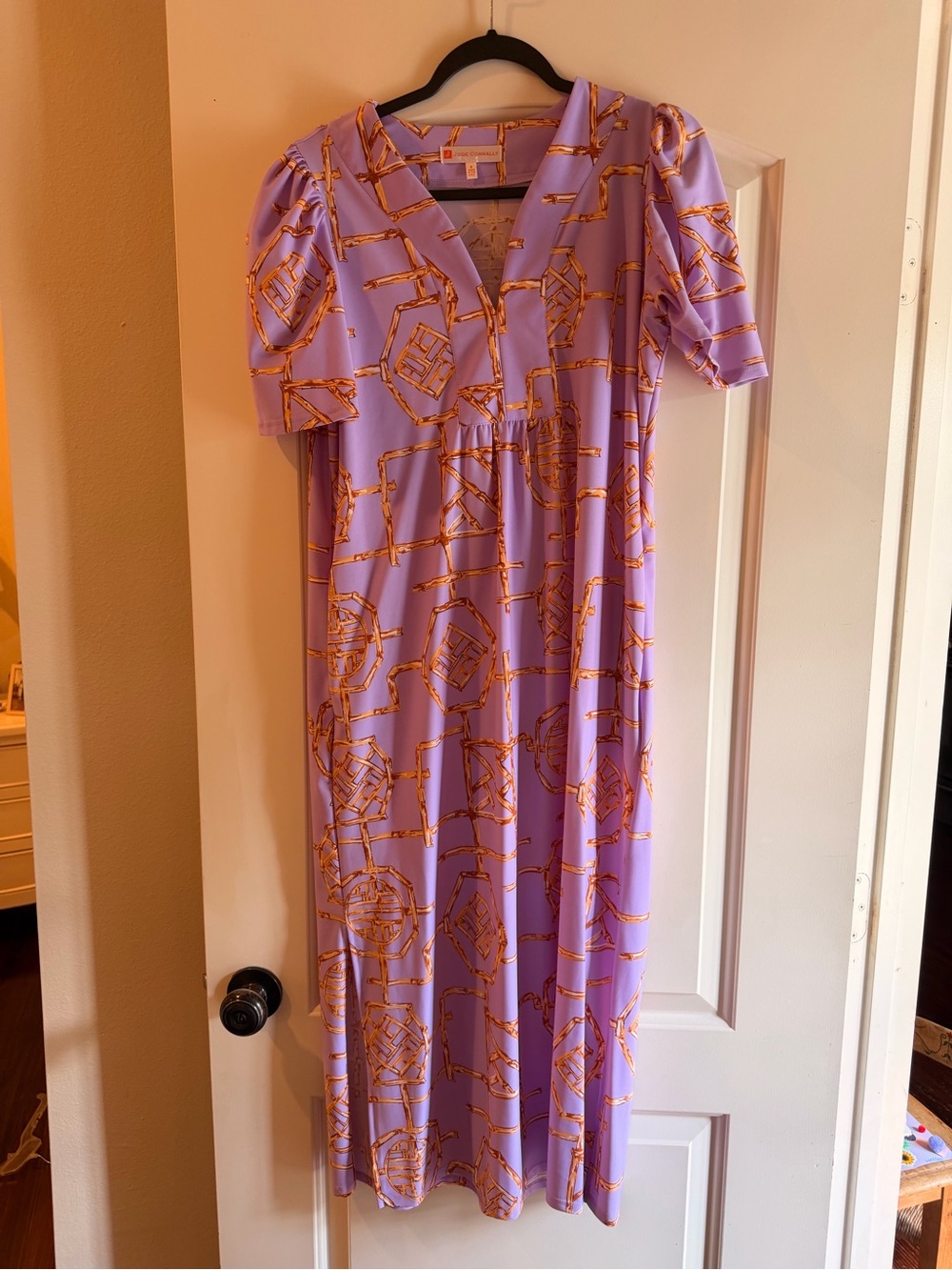 Lavender Maxi Dress with Gold Chain Print